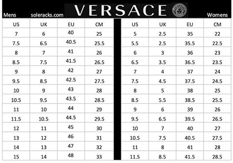 versace shoe size chart men's